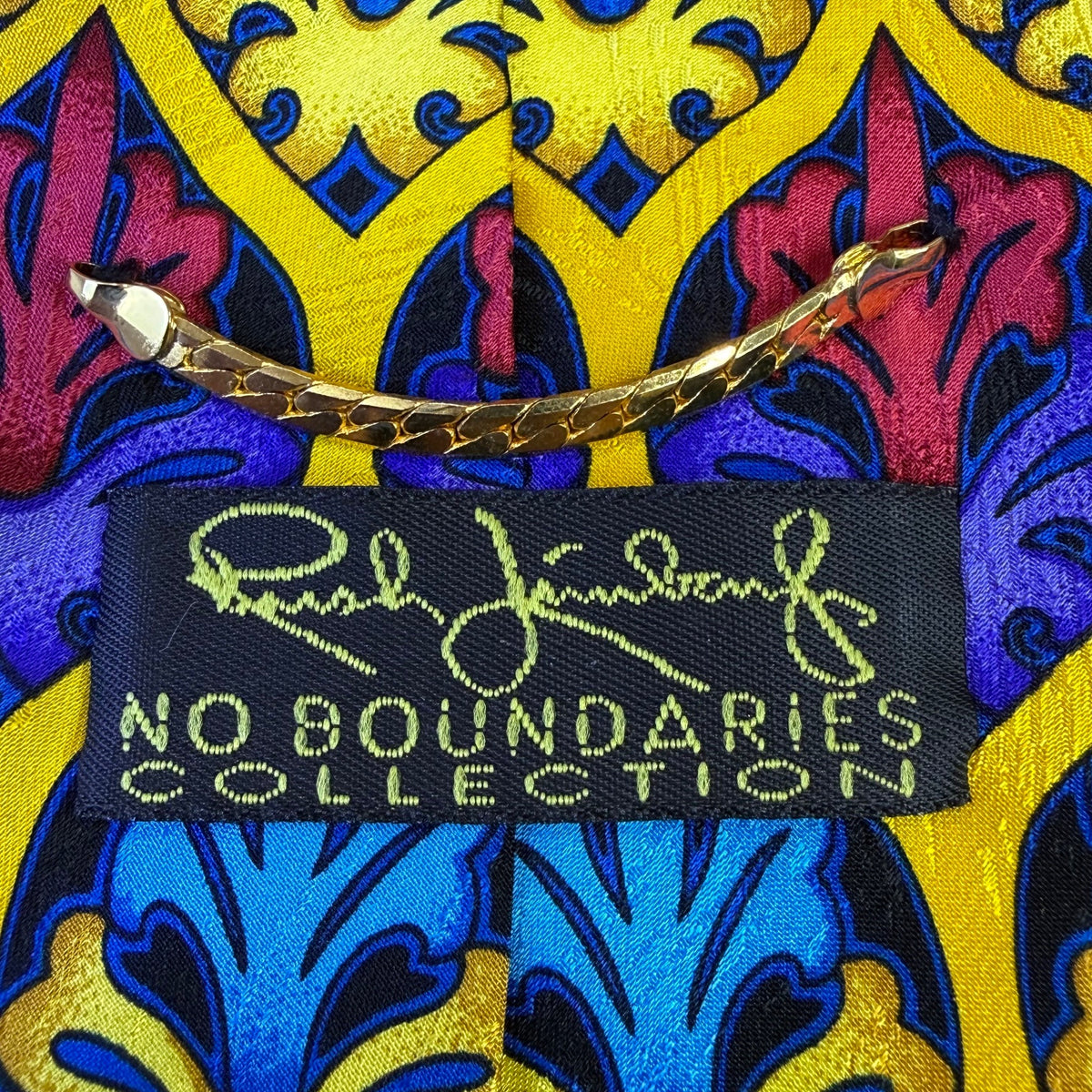 Rush Limbaugh No Baundaries Collections Blue & Yellow Silk Geometric Necktie