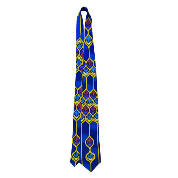 Rush Limbaugh No Baundaries Collections Blue & Yellow Silk Geometric Necktie
