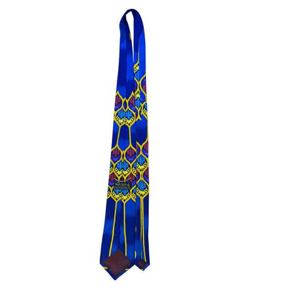 Rush Limbaugh No Baundaries Collections Blue & Yellow Silk Geometric Necktie