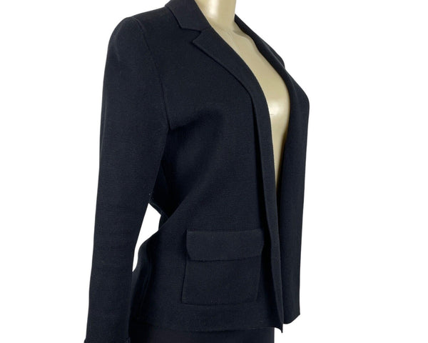 Banana Republic Black Knit Open Front Womens Blazer Jacket With Notch Lapel Sz S