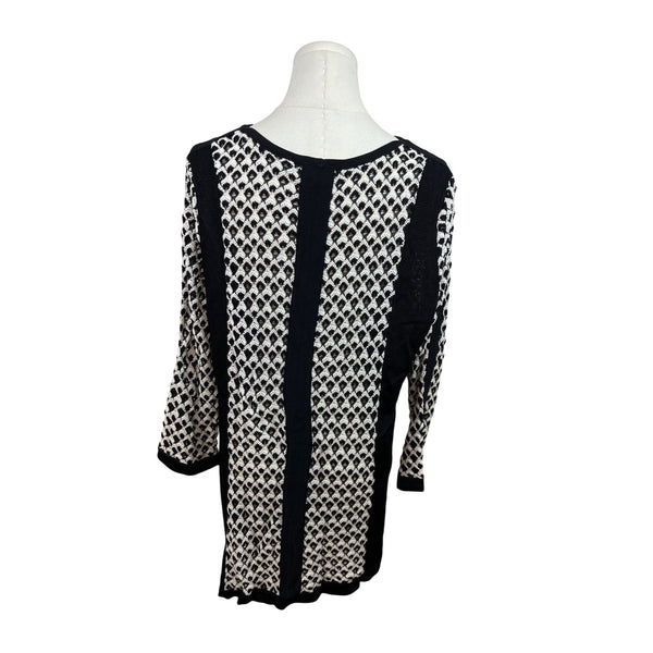 Nic+Zoe Black & White Open Front Cardigan Sweater With Button Closure Sz XL