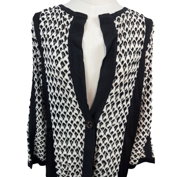Nic+Zoe Black & White Open Front Cardigan Sweater With Button Closure Sz XL
