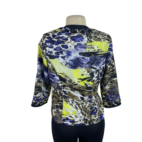 Chicos Womens Multicolor Polyester Open Front Jacket Embellished Design Size 0