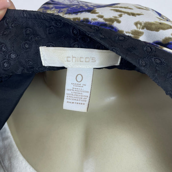 Chicos Womens Multicolor Polyester Open Front Jacket Embellished Design Size 0