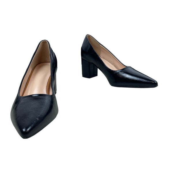 Women's Black Pointed Toe Blocked Pumps Sz 38 - NWOB