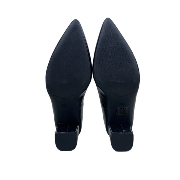 Women's Black Pointed Toe Blocked Pumps Sz 38 - NWOB