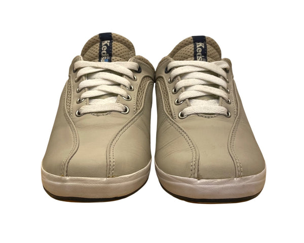 Keds Women’s Grey Leather Perforated Breathable Lace-Up Sneakers Size 8