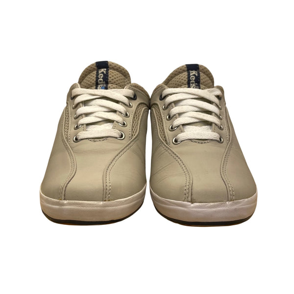 Keds Women’s Grey Leather Perforated Breathable Lace-Up Sneakers Size 8