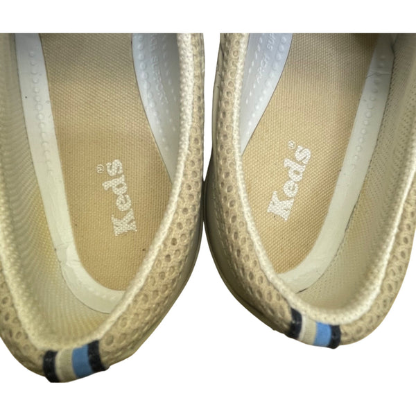 Keds Women’s Grey Leather Perforated Breathable Lace-Up Sneakers Size 8