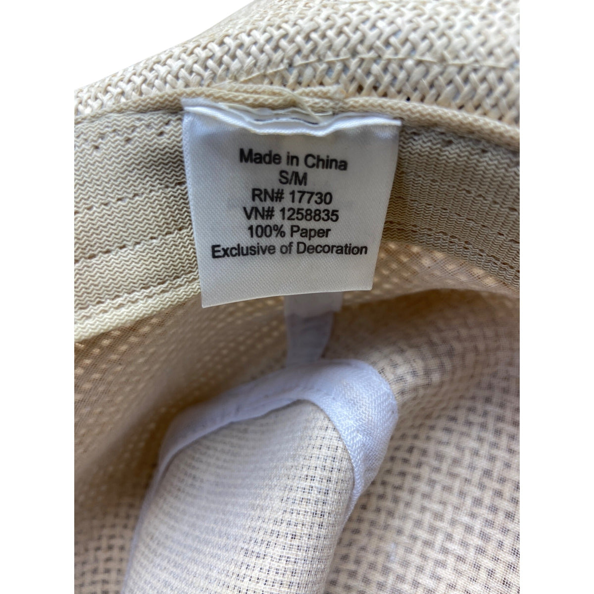 Beige Straw Fedora Hat With Brown Band S/M