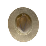 Beige Straw Fedora Hat With Brown Band S/M