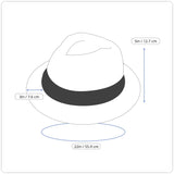 Beige Straw Fedora Hat With Brown Band S/M