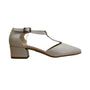 Sultan Handmade Women's Ivory Leather T-Strap Block Heel Shoes Size 7.5 US - New