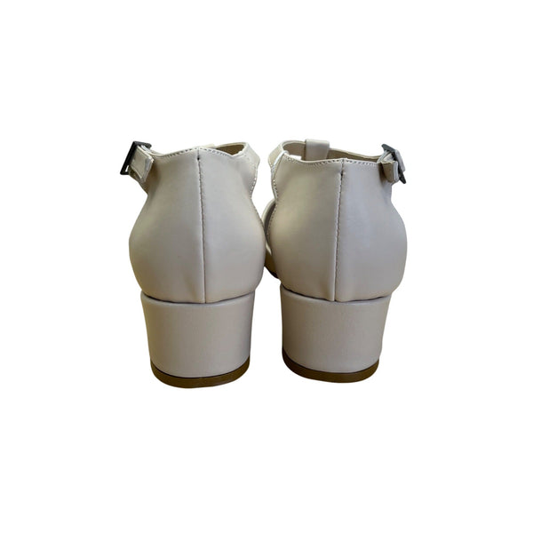 Sultan Handmade Women's Ivory Leather T-Strap Block Heel Shoes Size 7.5 US - New