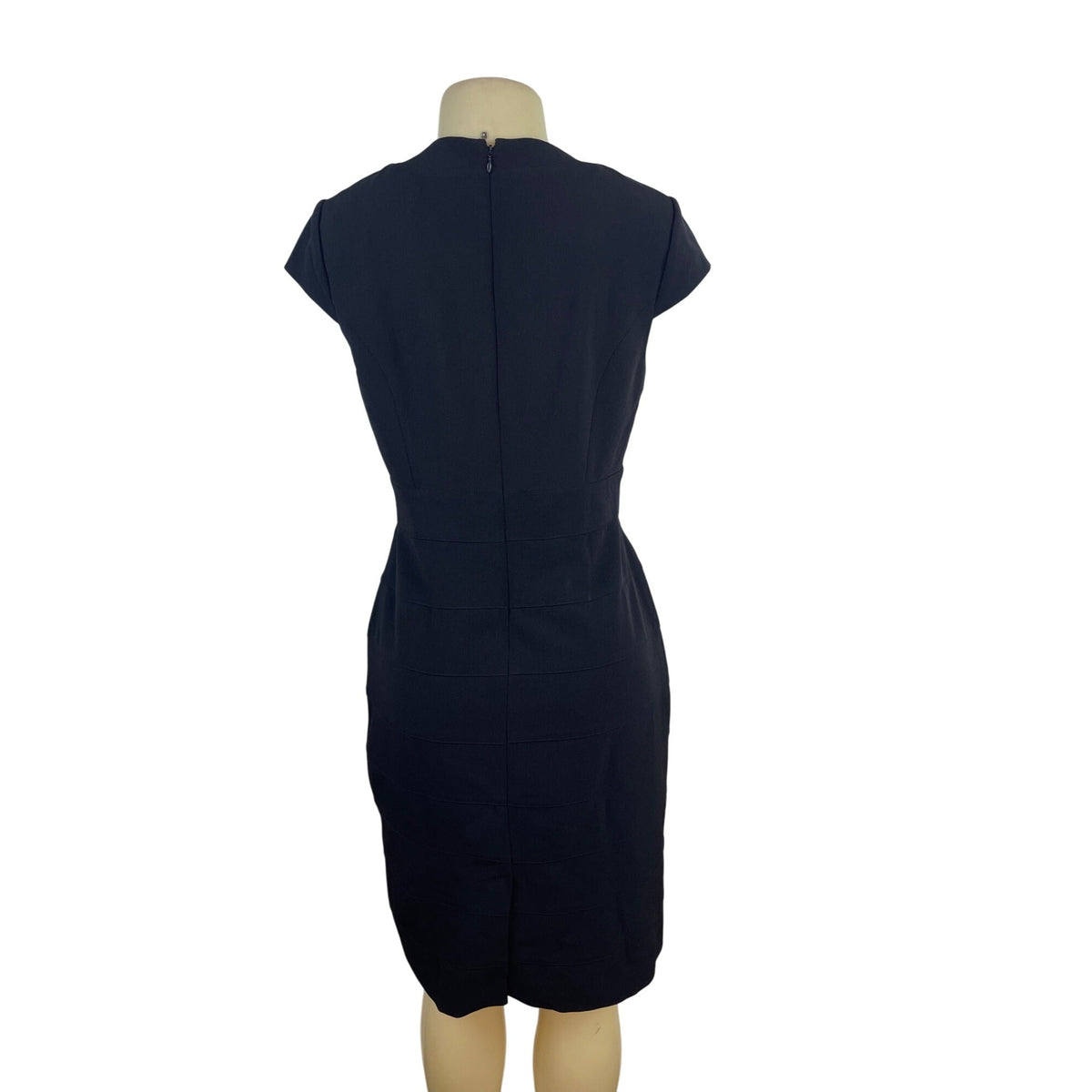 Adrianna Papell Black Cap Sleeve V-Neck Sheath Dress Womens Size 8