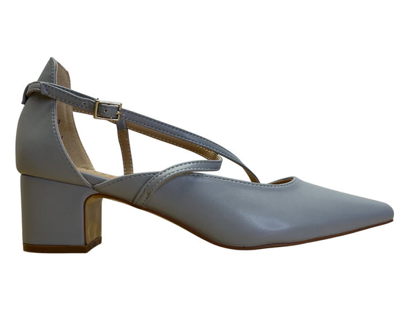 Journee Collection Women’s Blue Faux Leather Pointed-Toe Galvinn Heels Size 7.5