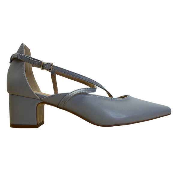 Journee Collection Women’s Blue Faux Leather Pointed-Toe Galvinn Heels Size 7.5