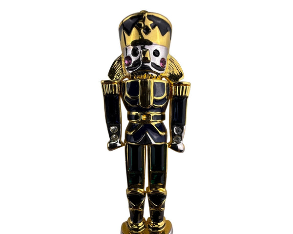Monet Gold Tone Enameled Nutcracker Pin Brooch For Women Christmas Holiday