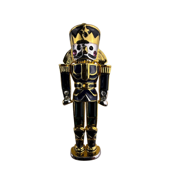 Monet Gold Tone Enameled Nutcracker Pin Brooch For Women Christmas Holiday
