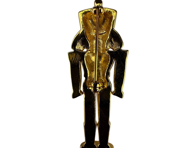 Monet Gold Tone Enameled Nutcracker Pin Brooch For Women Christmas Holiday