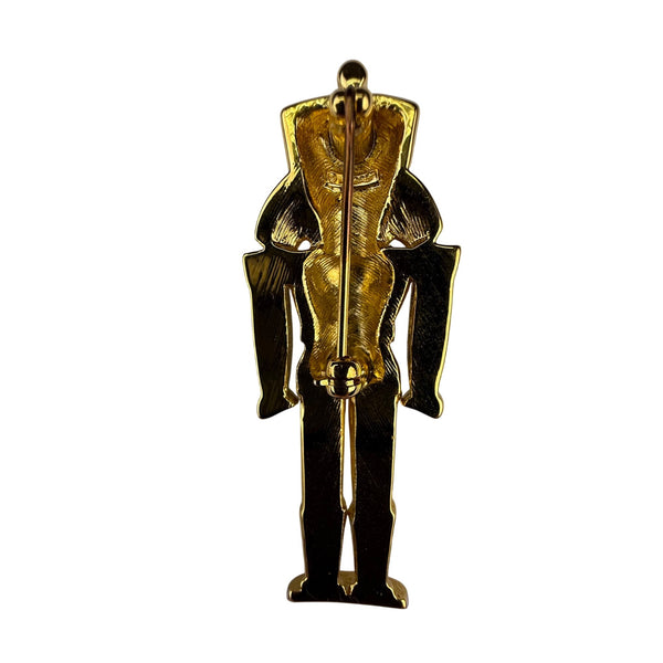Monet Gold Tone Enameled Nutcracker Pin Brooch For Women Christmas Holiday