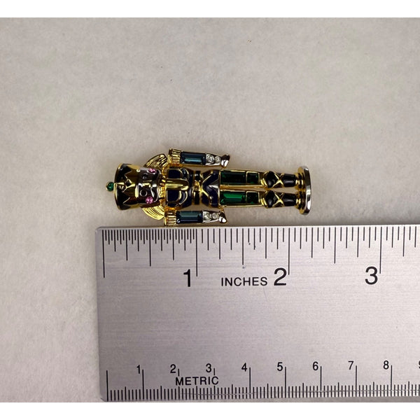 Monet Gold Tone Enameled Nutcracker Pin Brooch For Women Christmas Holiday