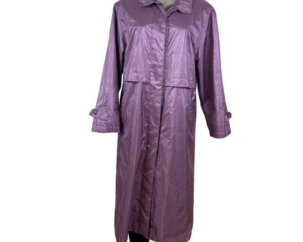 Fleet street Womens Lavender Nylon Long Hooded Coat Button Detail Size 8p