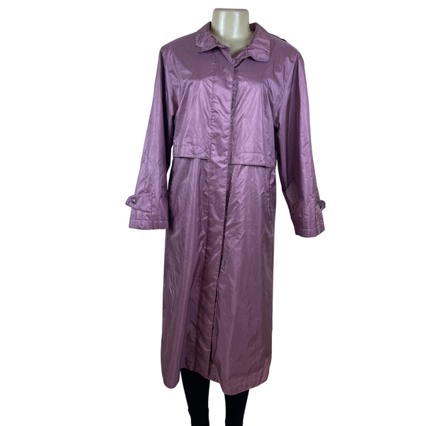 Fleet street Womens Lavender Nylon Long Hooded Coat Button Detail Size 8p