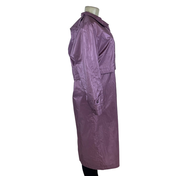 Fleet street Womens Lavender Nylon Long Hooded Coat Button Detail Size 8p