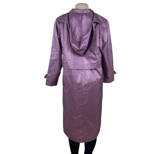 Fleet street Womens Lavender Nylon Long Hooded Coat Button Detail Size 8p