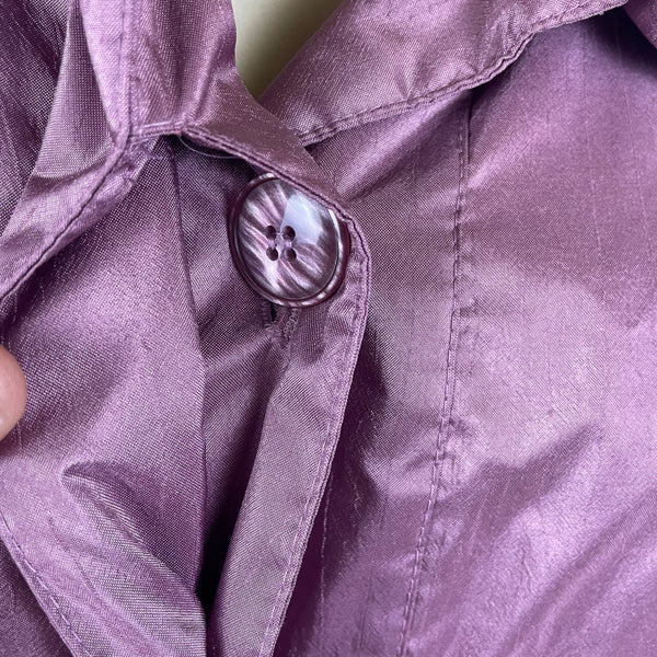Fleet street Womens Lavender Nylon Long Hooded Coat Button Detail Size 8p