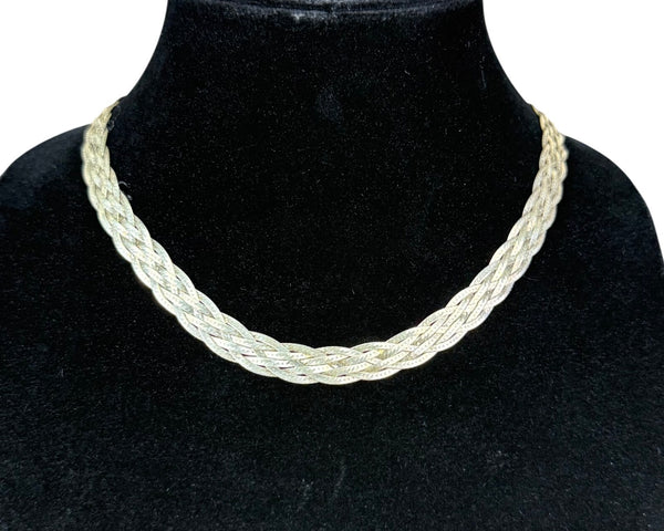 925 Sterling Silver Italian Braided Necklace PRL Stamp Women Jewelry 18" Lobster Clasp