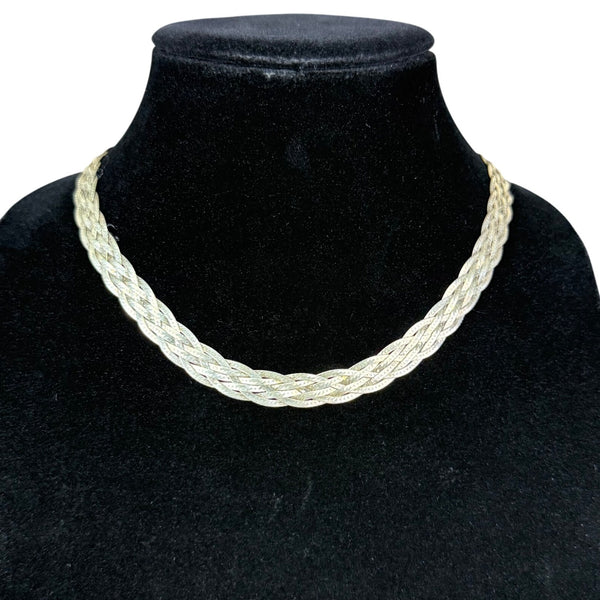 925 Sterling Silver Italian Braided Necklace PRL Stamp Women Jewelry 18" Lobster Clasp