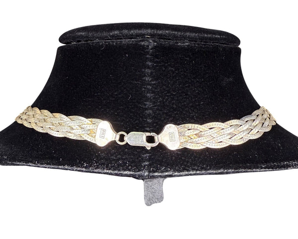 925 Sterling Silver Italian Braided Necklace PRL Stamp Women Jewelry 18" Lobster Clasp