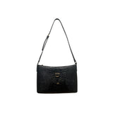 Etienne Aigner Black Croc Embossed Leather Adjustable Strap Shoulder Bag Sz S