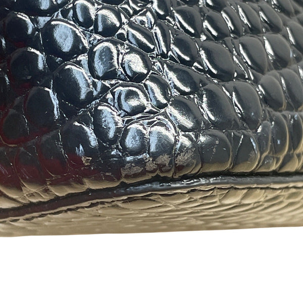Etienne Aigner Black Croc Embossed Leather Adjustable Strap Shoulder Bag Sz S