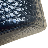 Etienne Aigner Black Croc Embossed Leather Adjustable Strap Shoulder Bag Sz S