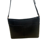 Etienne Aigner Black Croc Embossed Leather Adjustable Strap Shoulder Bag Sz S