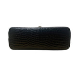 Etienne Aigner Black Croc Embossed Leather Adjustable Strap Shoulder Bag Sz S