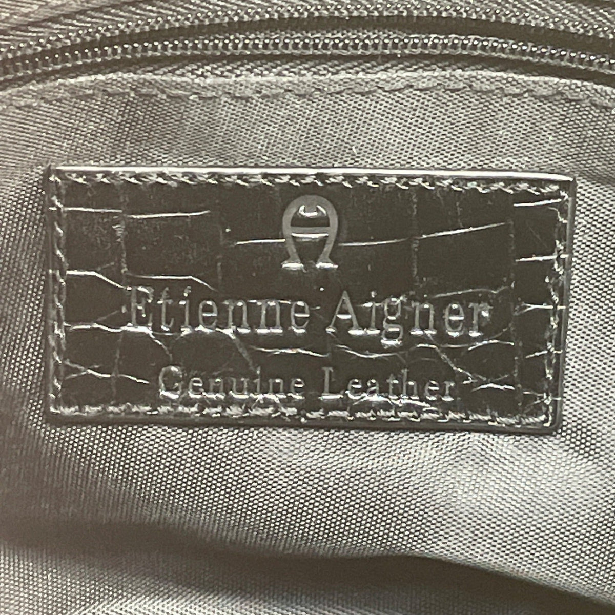 Etienne Aigner Black Croc Embossed Leather Adjustable Strap Shoulder Bag Sz S