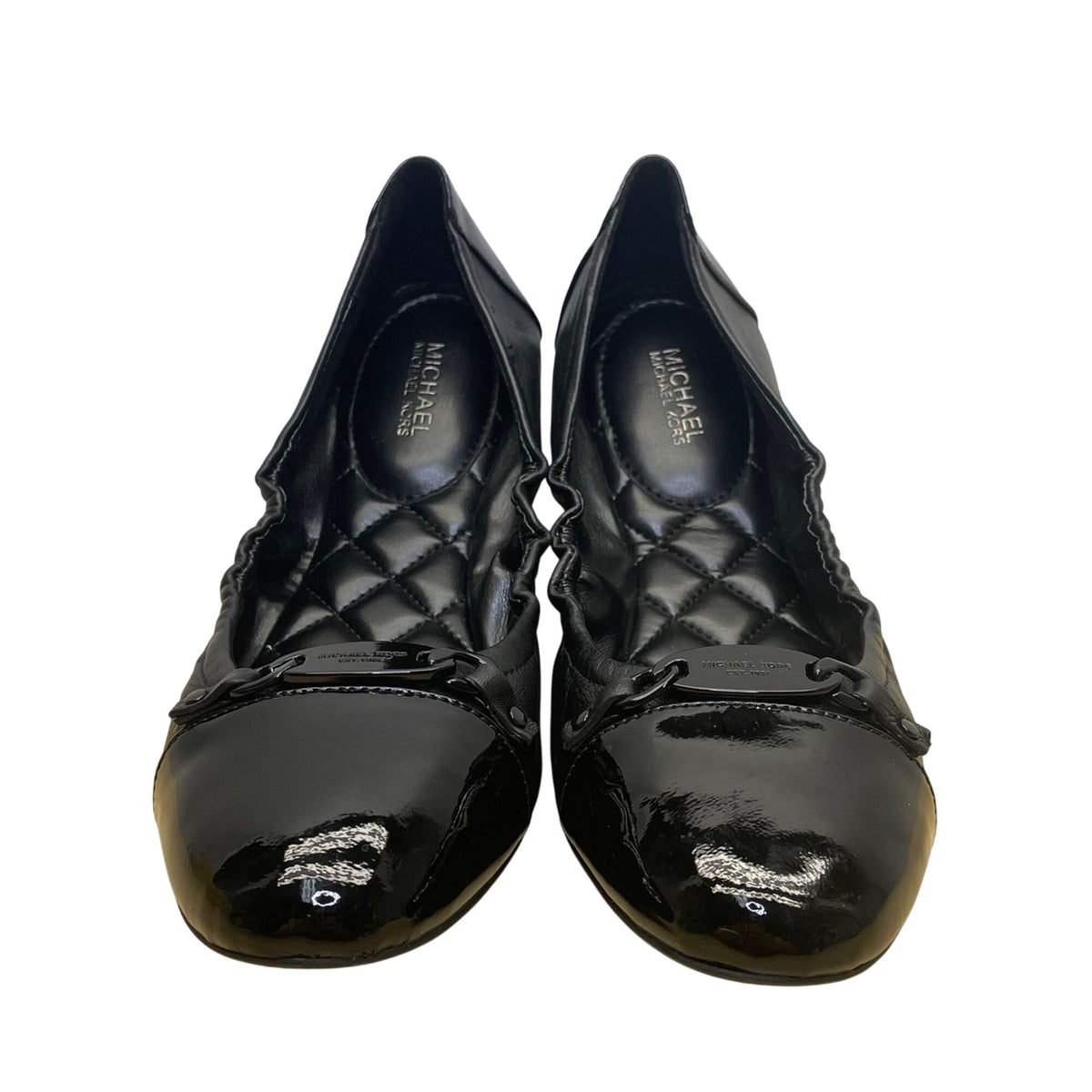 Michael Kors Womens Black Leather Quilted Interior Joyce Ballet Flats Size 10M