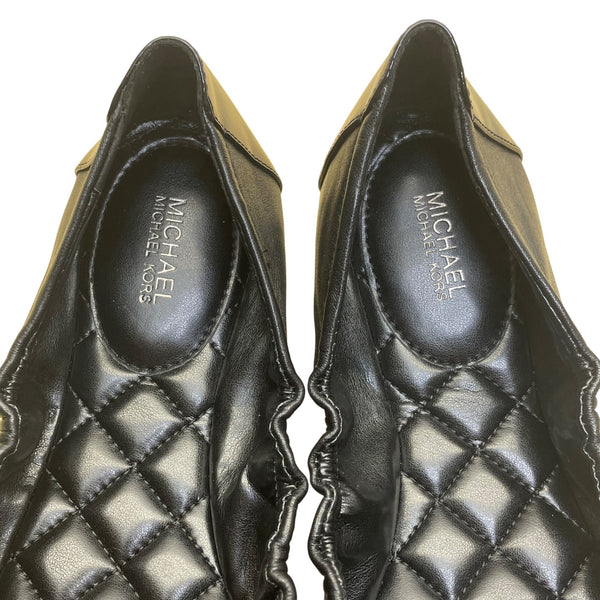 Michael Kors Womens Black Leather Quilted Interior Joyce Ballet Flats Size 10M