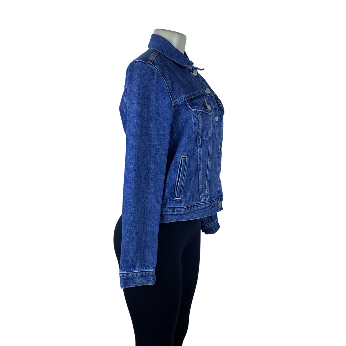 Gap Denim Blue Women's Classic Fitted Trucker Jacket Versatile Casual Style Sz M