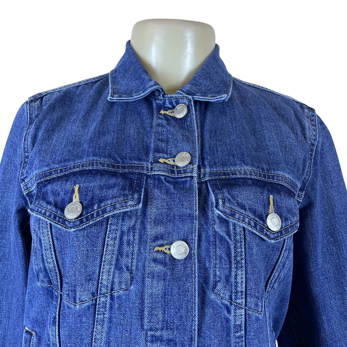 Gap Denim Blue Women's Classic Fitted Trucker Jacket Versatile Casual Style Sz M
