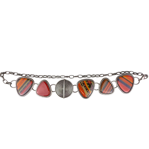 Handcrafted Womens Multicolor Alloy Belt & Adjustable Chain