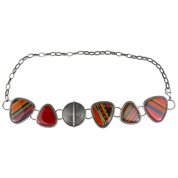 Handcrafted Womens Multicolor Alloy Belt & Adjustable Chain