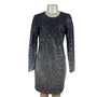 Maia Black Silver Sequin Long Sleeve Mini Dress Glitter Sparkle Cocktail Sz 6