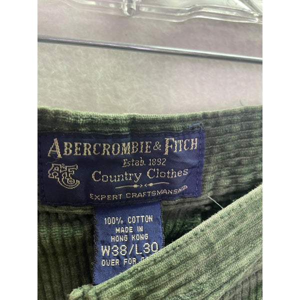 Abercrombie & Fitch Mens Green Cotton Corduroy Pants W38/L30 Country Clothes Relaxed Fit