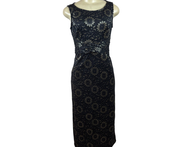 Candalite Petite Women Sleeveless Black Lace Floral Midi Dress Size SP