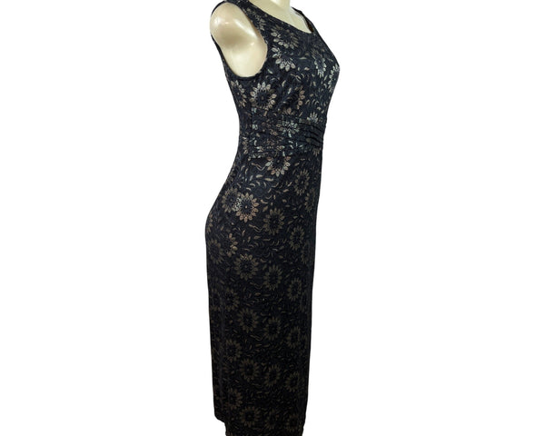 Candalite Petite Women Sleeveless Black Lace Floral Midi Dress Size SP